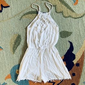 Calzedonia Cobey I White Romper I Lace-Up + Pom Pom Fringe